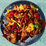 29. Tørstegt spicy oksekød Sichuansk mad